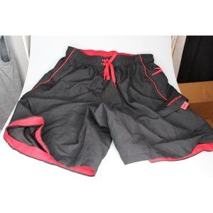 NWOT $42 Mens M SPEEDO MARINA VOLLEY Black Red SWIM SHORTS TRUNKS 7840260